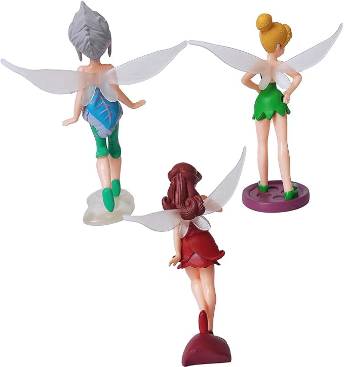 Grostmend Tinkerbell Party Decorations Mini Fairy Figurines Fairies for Fairy Garden Accessories Tinkerbell Cake Topper Miniature Figurines Decor Doll Birthday Gifts for Girls