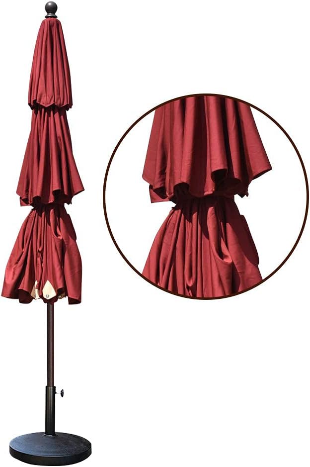 EliteShade USA 10-Year-Non-Fading 11ft 3-Tier Market Patio Umbrella, Commercial Grade Outdoor Table Umbrella with Cylinder Push-Up, Windproof & UPF 50+ UV Protection, Heavy Duty Ventilation for Garden, Deck, Pool, Backyard, Beach & Bistro, Burgundy