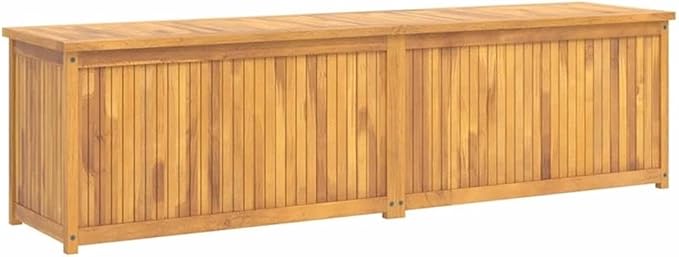 BOWERY HILL Solid Teak Wood Garden Storage Box, 78.7 x 19.7 x 21.7 in, Natural Finish, Weather Resistant Rectangular Outdoor Furniture for Patio, Balcony, Garage or Garden Storage Solutions