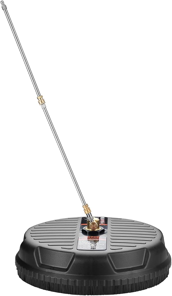 VEVOR 15 Inch Pressure Washer Surface Cleaner, 4000 PSI Universal Power Washer Accessory with 2 Extension Wands and 1/4 Inch Quick Connect, Concrete Cleaner for Driveway, Patio, Floor Cleaning