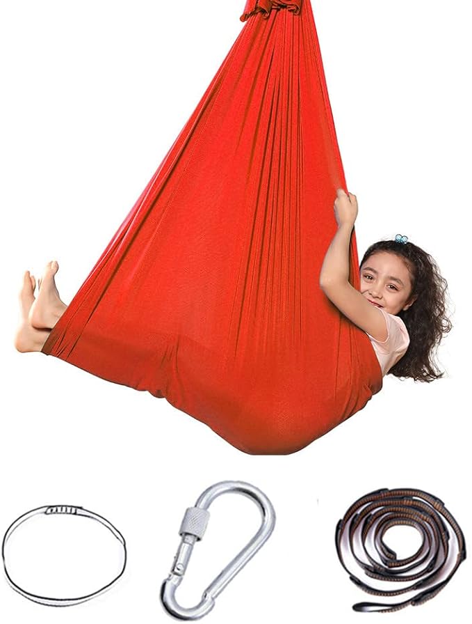 Hammock Outdoor Portable Garden Courtyard Hanging Swing Hammock Chair Set for Children Kid(1.5m-Red)