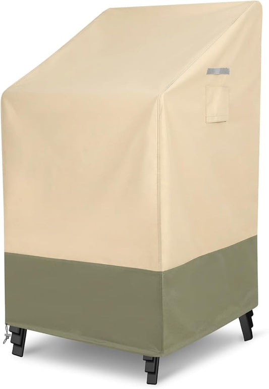 BPS Patio Stackable Chair Cover, Waterproof 600D Oxford Outdoor Chair Cover with Attached Storage Bag and Reflective Handles for Furniture Protection, 28W x 34D x 52H Inches