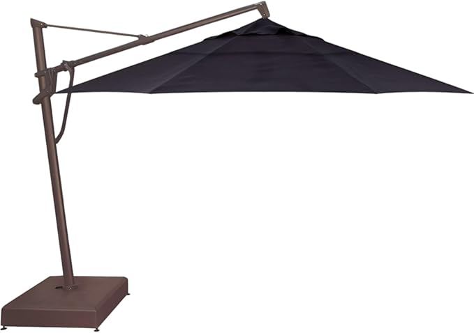 Treasure Garden AKZ PLUS Cantilever Umbrella 13' Obravia Navy Canopy and Bronze Frame with Stationary Base