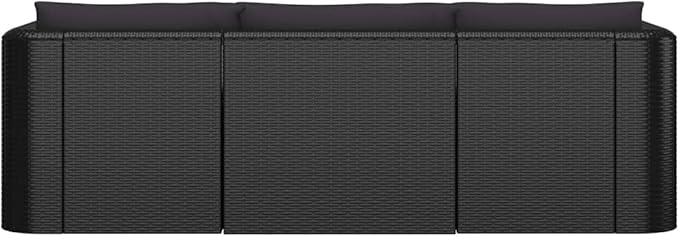 Patio Furniture Set,Outdoor Sectional Furniture Set,Outdoor Dining Set Sectional Sofa Patio Conversation Set,3 Piece Patio Sofa Set with Cushions Poly Rattan Black