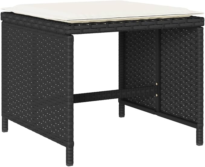 15 Piece Patio Dining Set, Foldable Outdoor Table and Chairs with Cushions, Black Poly Rattan Garden Furniture for Backyard, Deck, and Poolside
