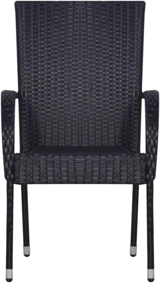 Afuera Living 5-Piece PE Rattan Garden Dining Set, Powder-Coated Steel, Black Finish, Weather-Resistant Outdoor Patio Table and 4 Chairs, Sleek Contemporary Style for Terrace or Balcony Dining