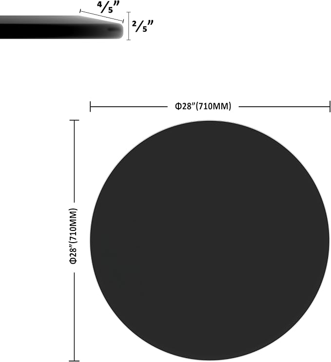 28 Inch Round Black Tempered Glass Table Top, Black Table Surface Protector, Safe 2/5" Thick-Beveled Polished Edge, Replacement Glass Top for Home, Office, Patio, Outdoor/Indoor