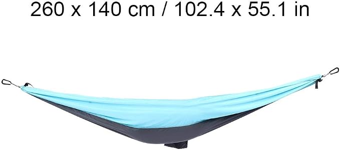 Breathable Hanging Chair Bed, 260x140cm Dual Use Portable Hammock Swing, Garden Hammock with Steel Buckle for Camping Courtyard Corridor Outdoor (Blue Gray)