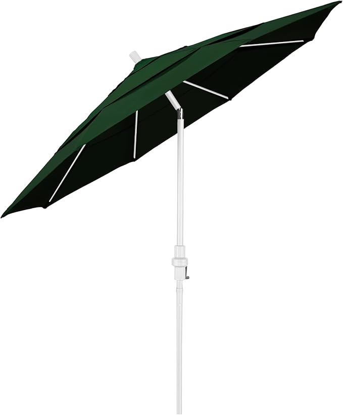 California Umbrella 11' Round Fiberglass Rib Market Umbrella, Crank Lift, Collar Tilt, Hunter Green, White Pole (GSCUF118170-SA46-DWV)