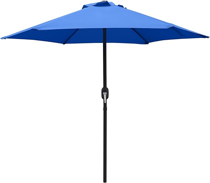7.5 Ft Patio Umbrella with Crank Weather Resistant Outdoor Umbrella Durable 6 Sturdy Steel Ribs Outdoor Market Umbrella for Deck Garden Pool Yard Cafe, Blue