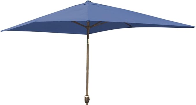 Jeco Aluminum Patio Market Umbrella Tilt with Crank, Fabric & Bronze Pole, Blue, 6.5' x 10'
