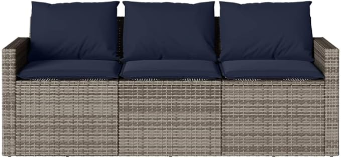 2 Piece Patio Dining Set with Cushions, Porch Furniture Set Sectional Sofa Patio Conversation Set Outdoor Lounge Sets for Piazza Garden Negotiation Area Poolside Gray Poly Rattan