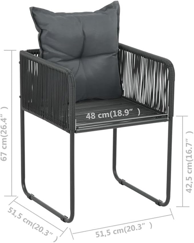 Afuera Living 7-Piece Foldable Garden Dining Set, PVC Rattan, Black Finish, Rectangular Table with 6 Chairs, Weatherproof UV Resistant Materials, Removable Cushions, Modern Outdoor Patio or Backyard