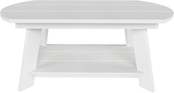WestinTrends Tuscany Outdoor Coffee Table, All Weather HIPS 2 Tier Patio Adirondack Coffee Table, White