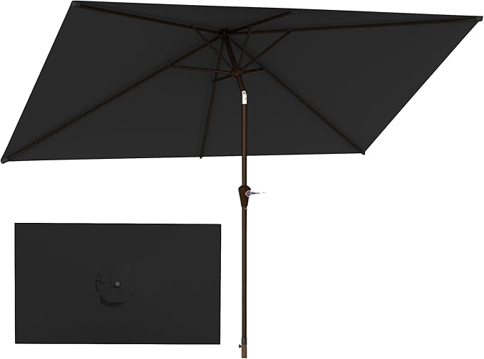 6.5'x10' Rectangular Patio Outdoor Umbrella,Large Coverage with Push-Button Tilt & UV Protection,Sturdy Ribs for Deck,Lawn,Pool,Backyard