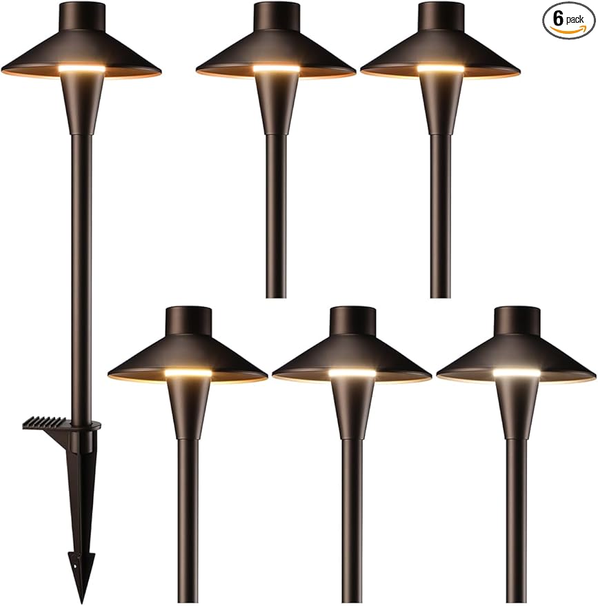 LEONLITE Update 5CCT Low Voltage Pathway Lights, 12-24V LED Landscape Path Light, 1800/2700/3000/4000/5000K, CRI90, IP65 Waterproof Landscape Lighting, Aluminum Housing, Oil Rubbed Bronze, Pack of 6