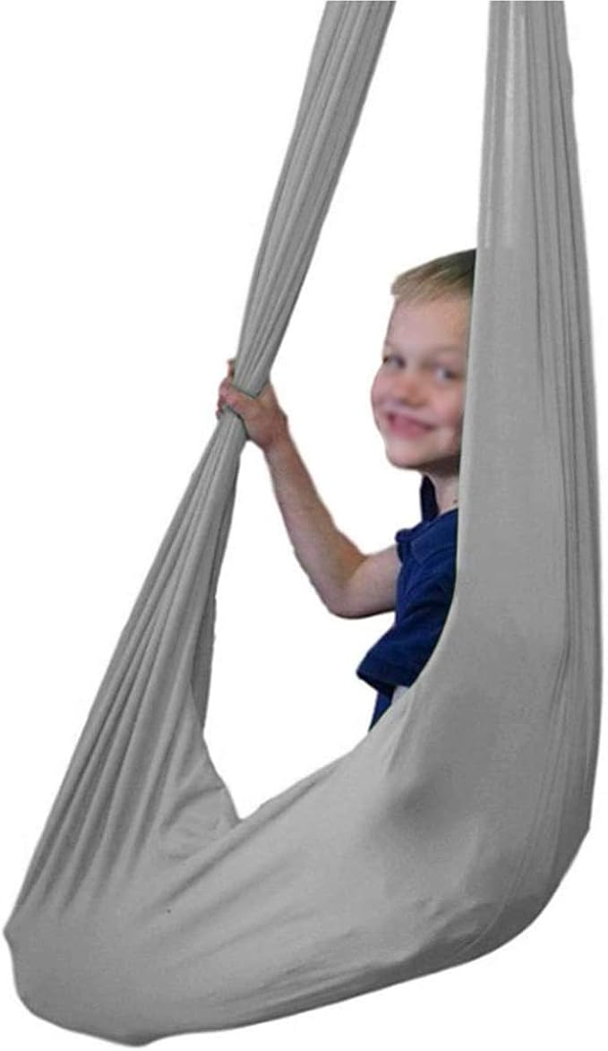 Kids Therapy Swing for Indoor Outdoor Hanging Hammock Elastic Cuddle Swing Up to 200kg for Children Sensory Integration (Color : White, Size : 100 x 280 cm)