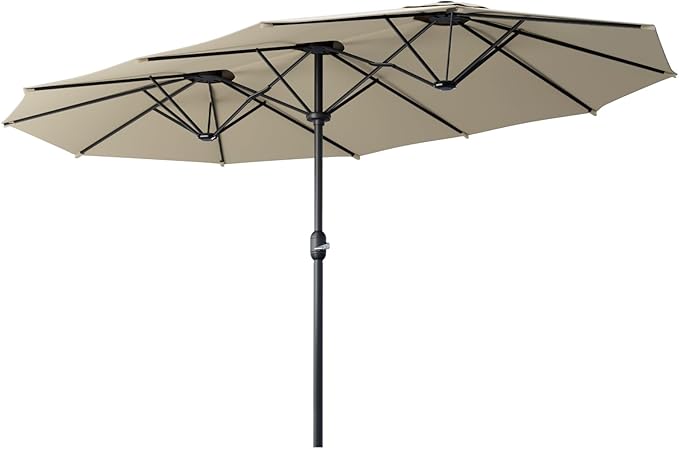Sannwsg 15ft Large Patio Umbrella, Double Sided Outdoor Umbrellas, Market Umbrellas with Crank Handle, Backyard Umbrela for Deck, Garden, Pool