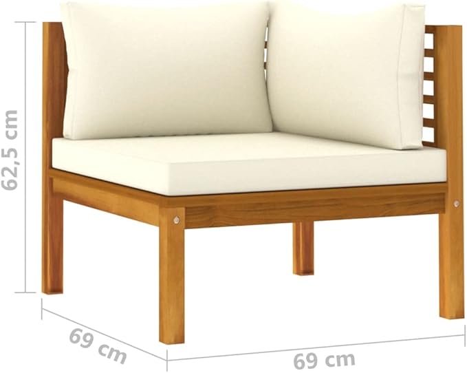 2-Seater Patio Sofa with Cream Cushion,Patio Lounge Set,Patio Furniture Sets,Patio Conversation Sets,Outdoor Furniture Sets,for Garden,Backyard,Outdoor,Solid Acacia Wood