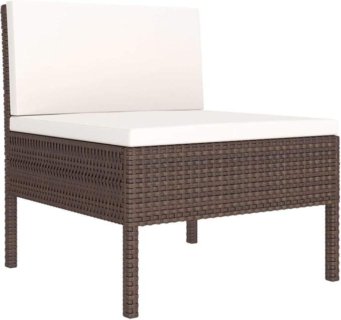 2 Piece Patio Lounge Set with Cushion, Patio Lounge Set Furniture Conversation Sets Piece Patio Set Outdoor Patio Sectional s Poly Rattan Brown