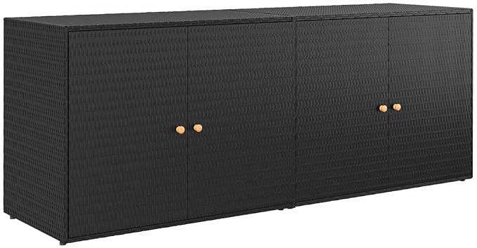 Outdoor Garden Storage Cabinet, Large Waterproof Poly Rattan Utility Shed with 2 Doors for Patio, Garage, and Backyard Organization, 78 x 78 x 31.5 Inch, Black