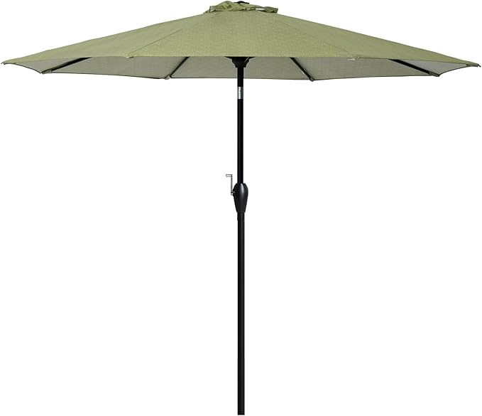 Tempera Striped Patio Umbrellas Outdoor Table Market Umbrellas with Crank & Pust Button Tilt|Auto-Tilt, 8 Steel Ribs, High Color-Fastness Canopy