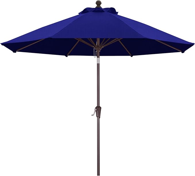 MASTERCANOPY Olefin 5-Year-Non-Fading 9ft Patio Umbrella with Tilt and Crank, Large UV Resistant Outdoor Table Umbrella with 8 Fiberglass Ribs for Deck, Yard & Market, Dark Blue