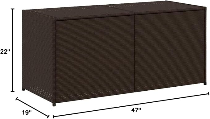 Garden Storage Box 74.8 Gal Outdoor PE Rattan with Removable Water-Resistant Bag Brown 47.2"x19.7"x22" Weather-Resistant Patio Furniture for Pool Deck Backyard Cushion Toy Storage