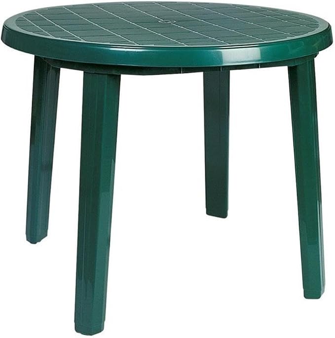 Belde Compamia Ronda 35.5" Round Resin Patio Dining Table in Green, Commercial Grade