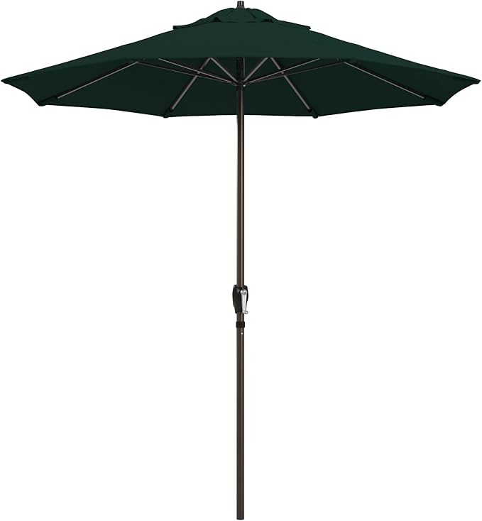 California Umbrella 10-Year Protection 7.5 Ft Outdoor Patio Umbrella, Pacifica Fade-Resistant Fabric, Auto-Tilt, Heavy Duty Aluminum Frame, 8 Reinforced Ribs for Pool or Deck, Bronze Pole, Hunter Green
