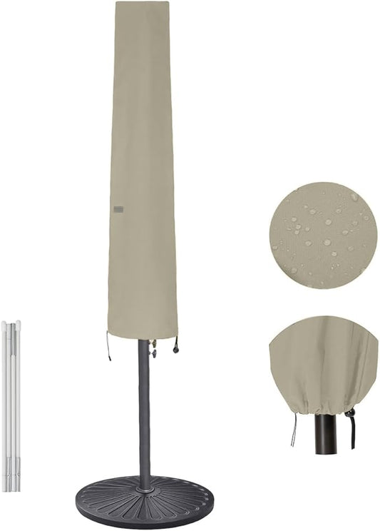 Umbrella Cover for 6ft to 9ft Patio Umbrellas, Fade Resistant, Waterproof and Durable Market Umbrella Cover with Zipper and Rod Desert Khaki