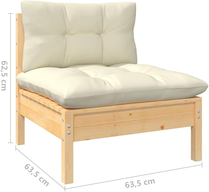 4 Piece Patio Lounge Set with Cream Cushions, Sectional Sofa Front Porch Furniture Patio Conversation Set Outdoor Sofa Sets for Exhibition Poolside Piazza Negotiation Area Pinewood