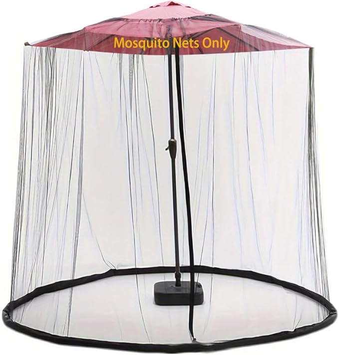6FT/9FT/11FT Patio Umbrella Mosquito Netting with Zipper Door, Polyester Mesh - Windproof & Portable