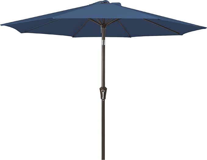 JEAREY 9FT Outdoor Patio Umbrella Outdoor Table Umbrella with Push Button Tilt and Crank, Market Umbrella 8 Sturdy Ribs UV Protection Waterproof for Pool, Deck, Backyard, Garden (Blue)