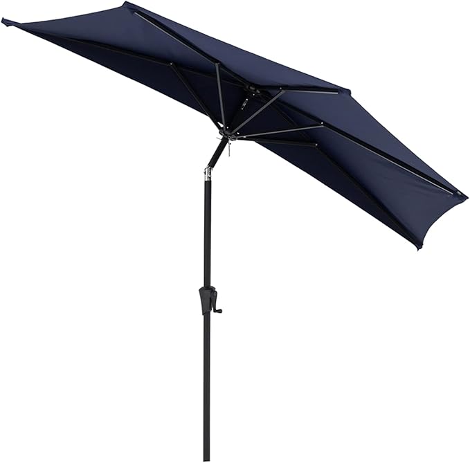 Helios&Hestia 9 ft Small Half Round Wall Outdoor Market Patio Umbrella with Tilt and Crank for Garden, Deck, Balcony