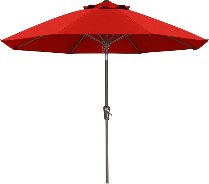 ABCCANOPY 10-Year No Fading 9FT Patio Umbrella, Acrylic Outdoor Table Umbrella with 8 Sturdy Ribs for Deck, Backyard, Garden, Yard (Red)