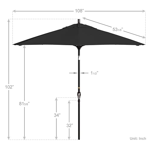 California Umbrella 9' Round Aluminum Patio Umbrella, Crank Lift, Push Button Tilt, Bronze Pole, 4-year Non-fading fabric, Black