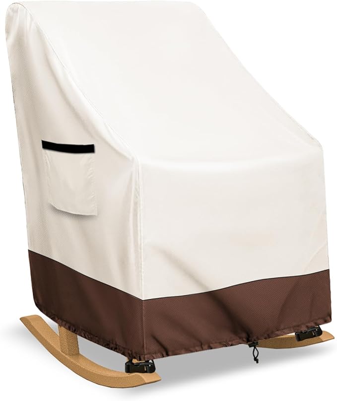 Rocking Chair Cover 600D Heavy Duty Waterproof - Patio Furniture Covers for Outdoor Rocking Chairs - All Weather Protection 27x34x45 Inches Beige