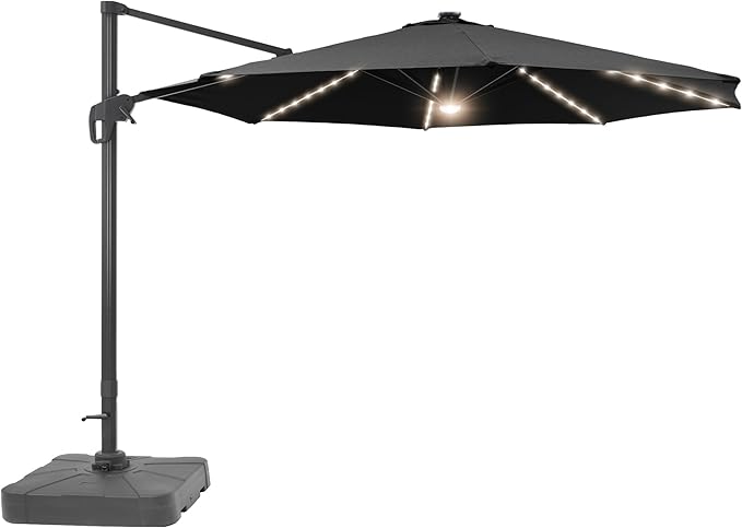 FLAME&SHADE 11 ft Cantilever Offset Patio Umbrella, Large Heavy Duty Outdoor Patio Umbrella Aluminum 360° Rotation Round Outdoor Umbrella for Deck,Pool,Backyard