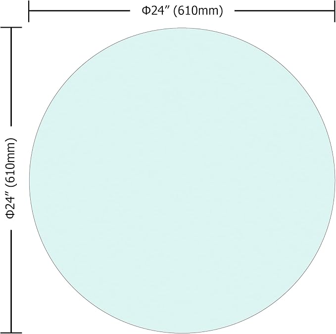 24" Round Glass Table Top - 1/4" Thick Flat Polish Edge Tempered Glass, Replacement Glass Table Top for Kitchen/Patio