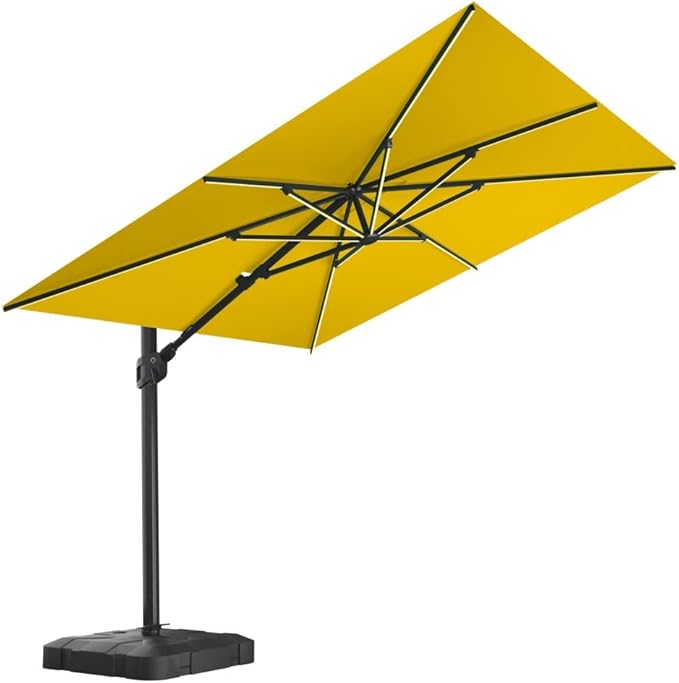Midtown Umbrellas 9x9 Ft Outdoor Cantilever Patio Umbrella w/Sunbrella Terracotta Fabric - Tilt 360° Rotate Offset Patio Umbrella, Deck Patio Umbrella, Backyard Umbrella & Garden Umbrella - Black Frame