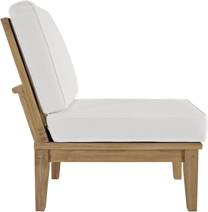 Modway Marina Premium Grade A Teak Wood 8-Piece Outdoor Patio Furniture Set in Natural White