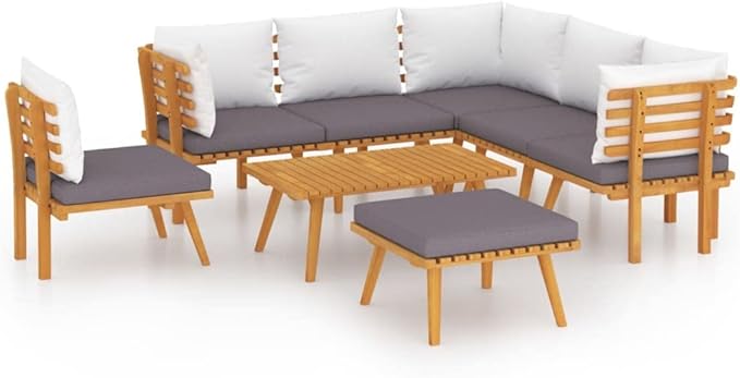 Patio Lounge Set with Cushions,Patio Furniture Sets,Patio Conversation Sets,Outdoor Furniture Sets,for Garden,Backyard,Outdoor,8 Piece Solid Acacia Wood