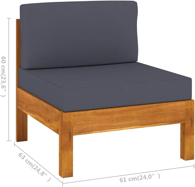 Patio Lounge Set with Dark Gray Cushions,Outdoor Patio Furniture,Outdoor Chat Conversation Set,for Patio,Backyard,Garden,Outdoor,6 Piece Acacia Wood