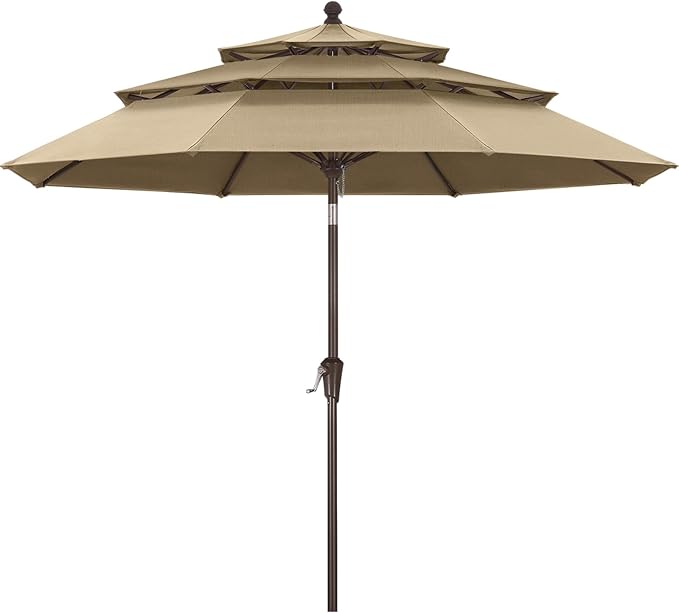 ABCCANOPY 5-Year 10-Year No Fading 9FT 3 Tiers Patio Umbrella, Outdoor Table Umbrella with 8 Sturdy Ribs for Deck, Backyard, Garden, Yard