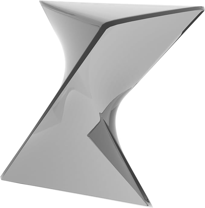 LeisureMod 15.75" Triangular Side Table, Stackable Plastic Accent End Table for Indoor & Outdoor Use, Weather-Resistant Modern Patio & Living Room Table, Set of 4, Smoke