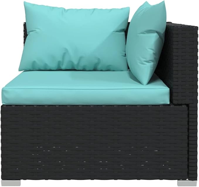 5 Piece Patio Lounge Set with Cushion, Furniture Conversation Sets Patio Lounge Set Piece Patio Set Outdoor Patio Sectional s Poly Rattan Black