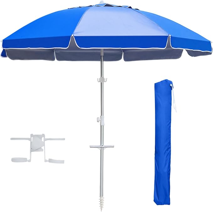 Northroad 8ft Large Beach Umbrella w/Sand Anchor Vent Tilt, Heavy Duty High Wind Patio Umbrellas w/Carry Bag,UV 50+ Sun Protection Portable Sunshade Umbrellas for Garden Pool Backyard
