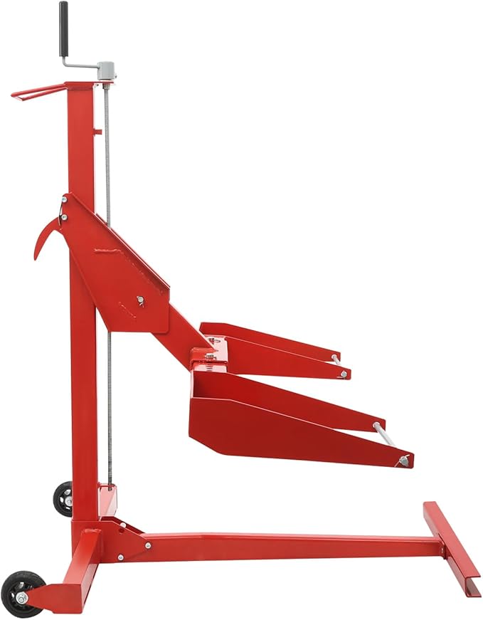 Riding Lawn Mower Lift, Lawn Mower Lift Jack 750 lbs Lifting Capacity Lawn Mower Lift Tool Lawn Mower Lift Adjustable Wheel Span for Mower Maintenance and Repair, Red