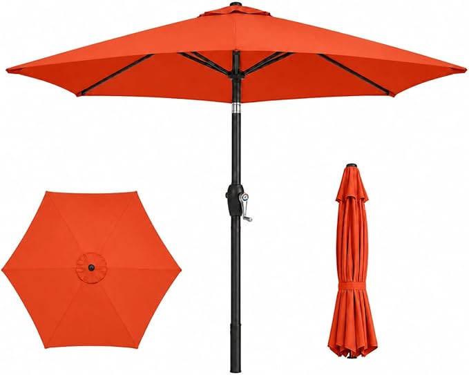 7.5ft Patio Umbrella, Outdoor Table Market Umbrella with Smooth Crank Lift, 6 Windproof Fiberglass Ribs, UPF50+ UV Protection for Deck, Pool, Garden and Backyard